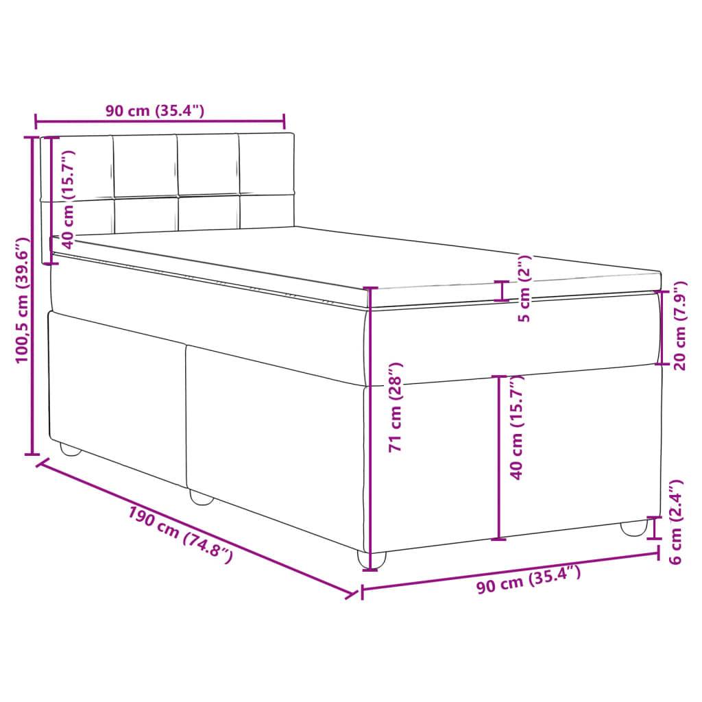 vidaXL Boxspringbett mit Matratze Taupe 90x190 cm Stoff