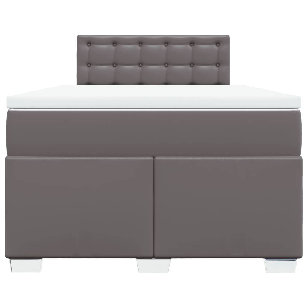 vidaXL Boxspringbett mit Matratze Grau 120x200 cm Kunstleder