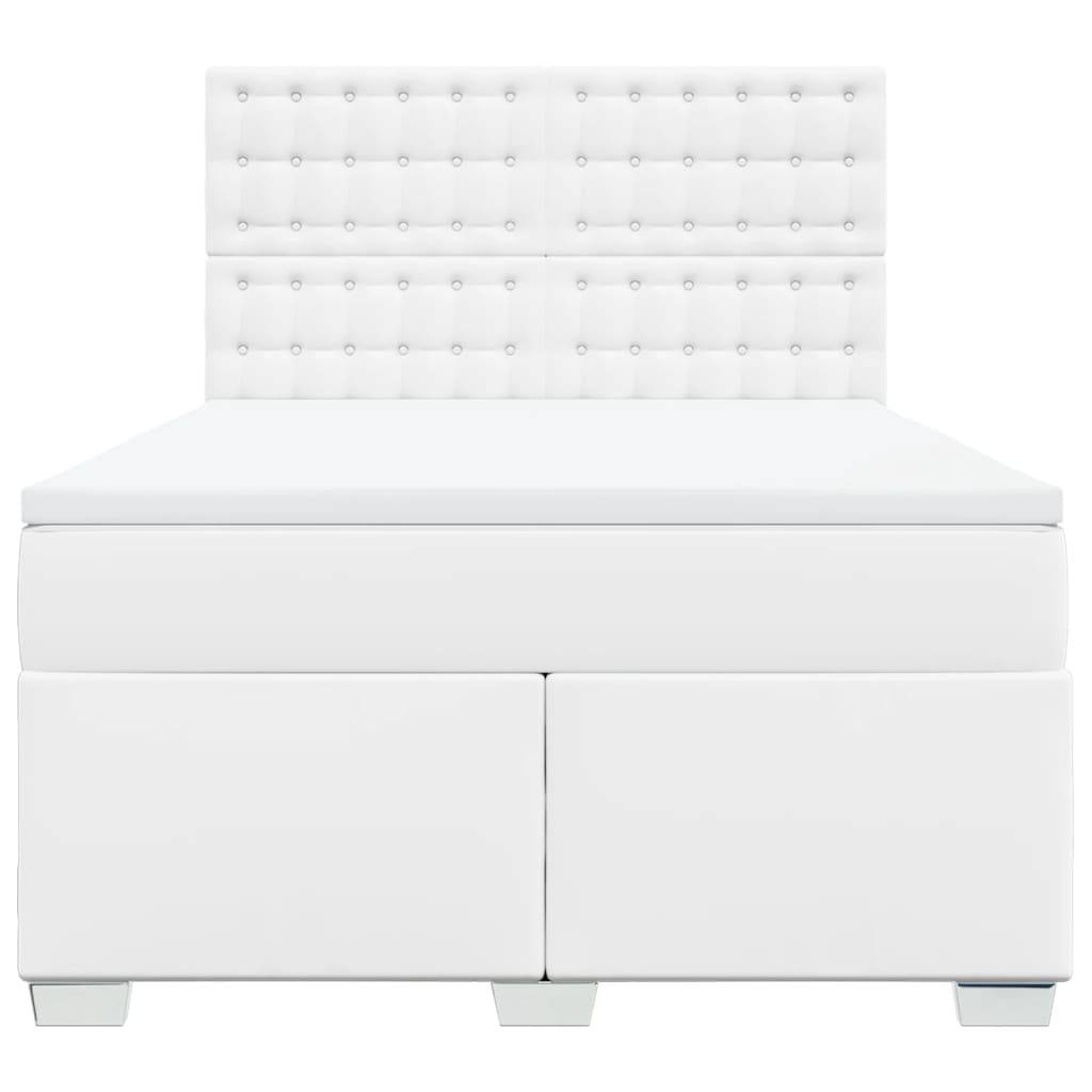 vidaXL Boxspringbett mit Matratze Weiß 140x200 cm Kunstleder