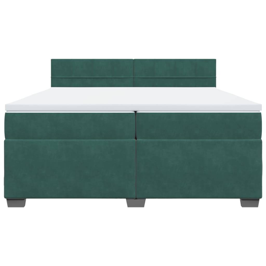 vidaXL Boxspringbett mit Matratze Dunkelgrün 200x200 cm Samt