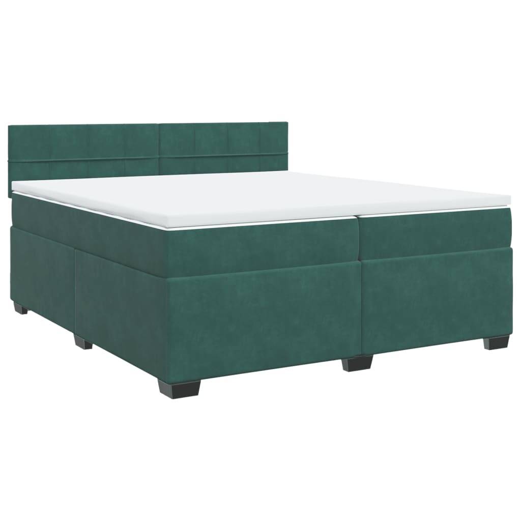 vidaXL Boxspringbett mit Matratze Dunkelgrün 200x200 cm Samt
