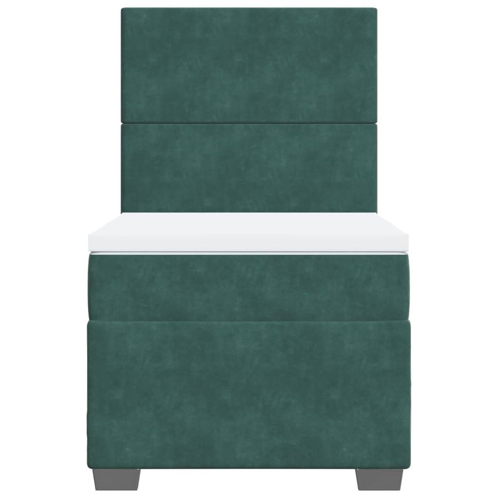 vidaXL Boxspringbett mit Matratze Dunkelgrün 90x190 cm Samt