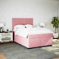 vidaXL Boxspringbett mit Matratze Rosa 160x200 cm Samt vidaXL Boxspringbett mit Matratze Rosa 160x200 cm Samt