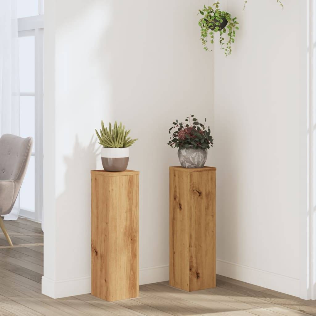 vidaXL Pflanzenständer 2 Stk. Artisan-Eiche 17x17x60 cm Holzwerkstoff