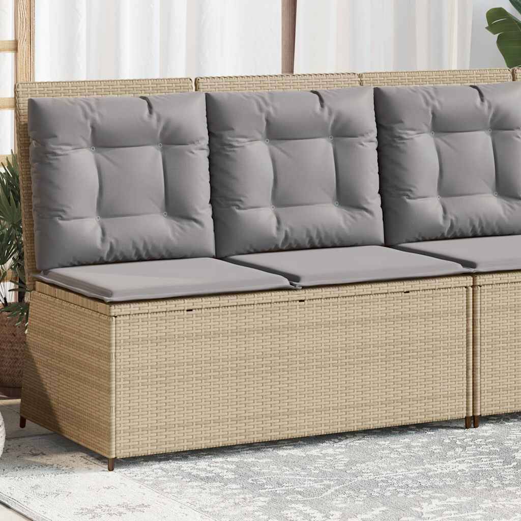 vidaXL Gartenbank Verstellbar mit Kissen Beige Poly Rattan