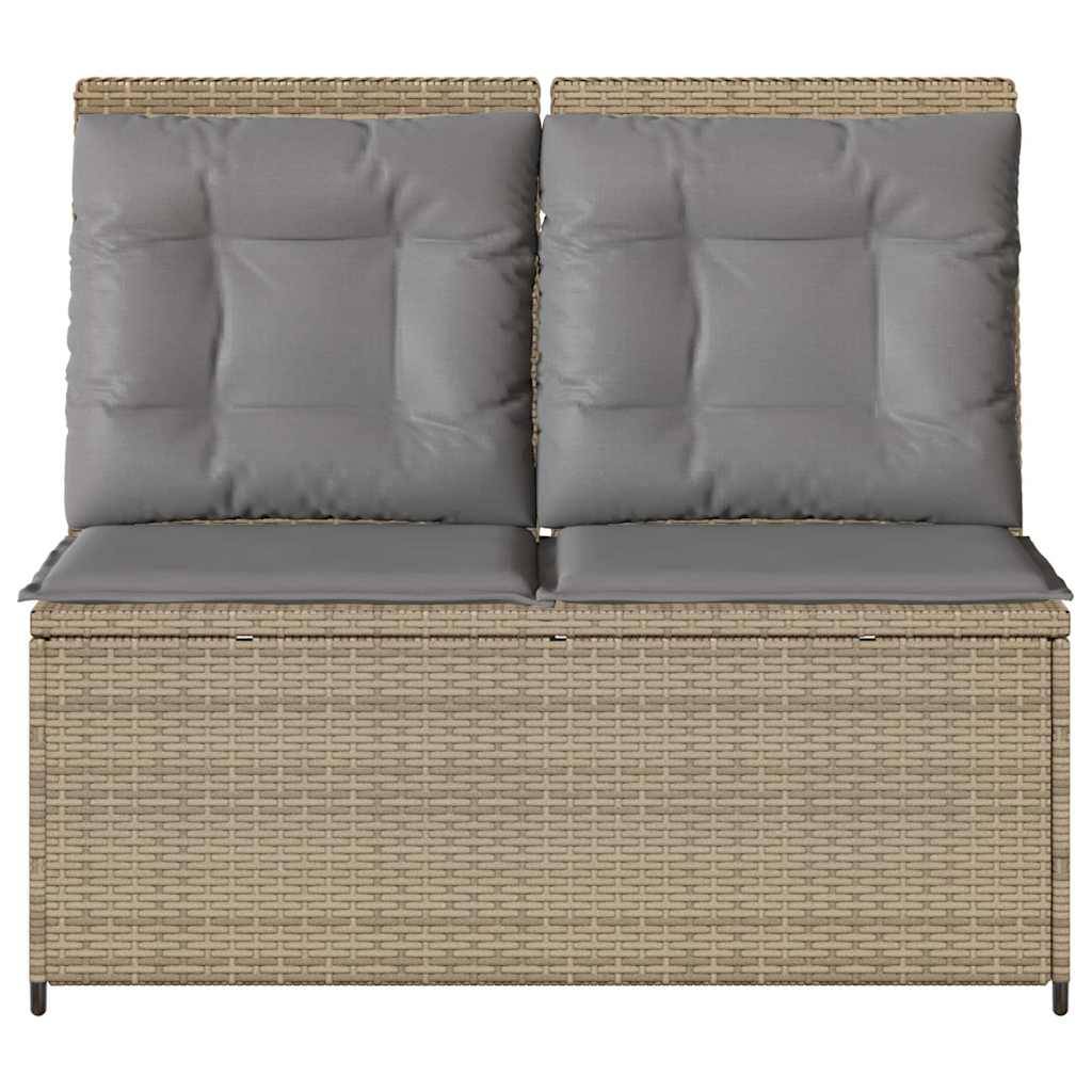 vidaXL Gartenbank Verstellbar mit Kissen Beige Poly Rattan