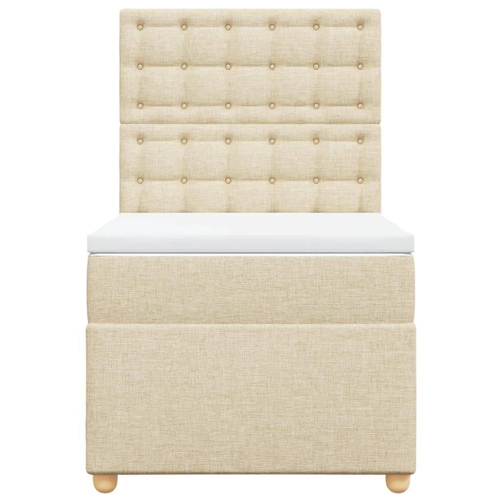 vidaXL Boxspringbett mit Matratze Creme 90x200 cm Stoff