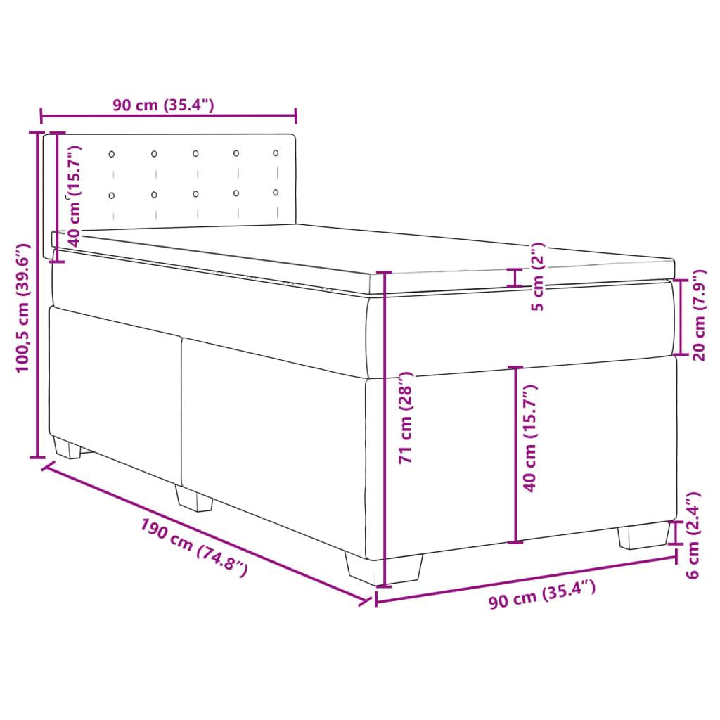 vidaXL Boxspringbett mit Matratze Schwarz 90x190 cm Kunstleder