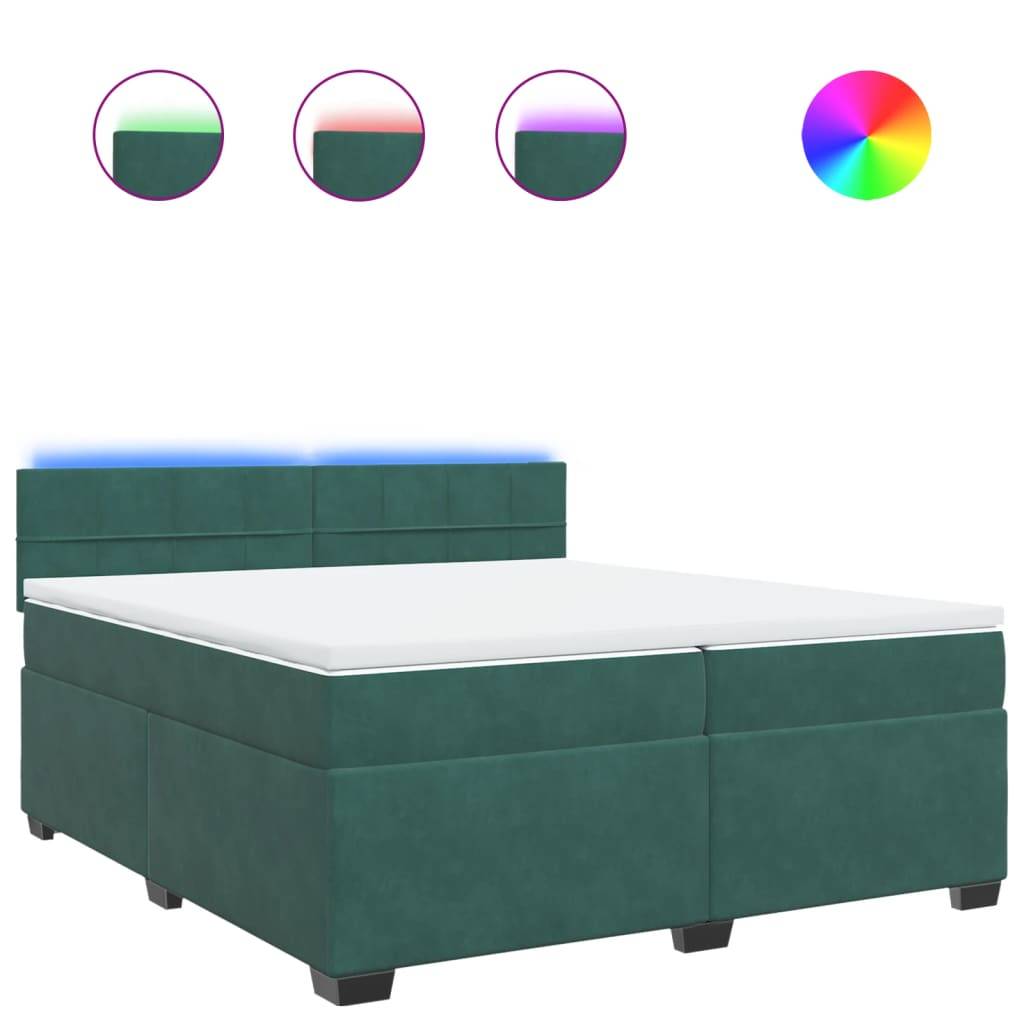 vidaXL Boxspringbett mit Matratze Dunkelgrün 200x200 cm Samt