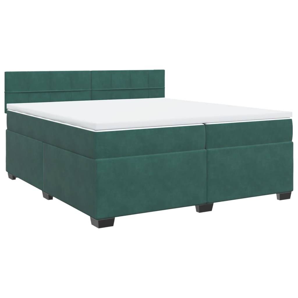 vidaXL Boxspringbett mit Matratze Dunkelgrün 200x200 cm Samt