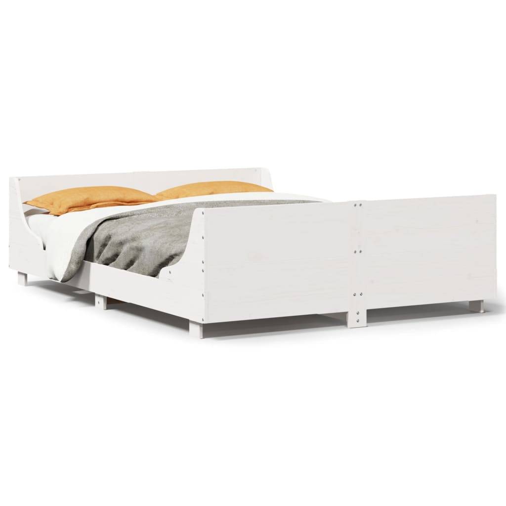 vidaXL Massivholzbett ohne Matratze Weiß 135x190 cm Kiefernholz