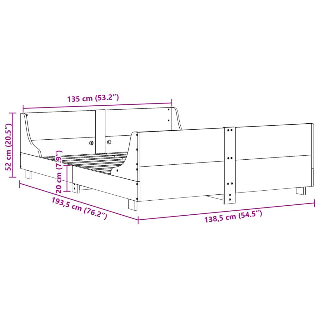 vidaXL Massivholzbett ohne Matratze Weiß 135x190 cm Kiefernholz