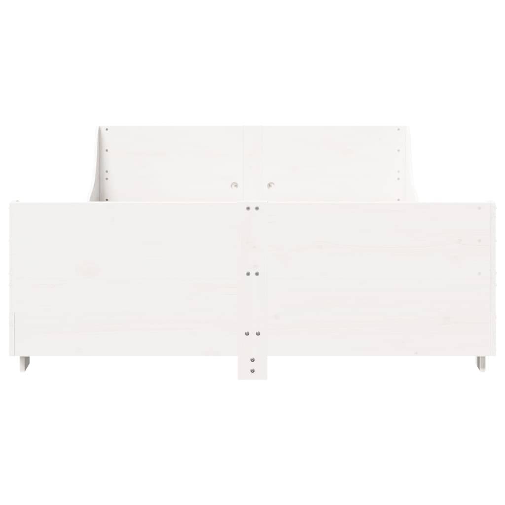 vidaXL Massivholzbett ohne Matratze Weiß 135x190 cm Kiefernholz