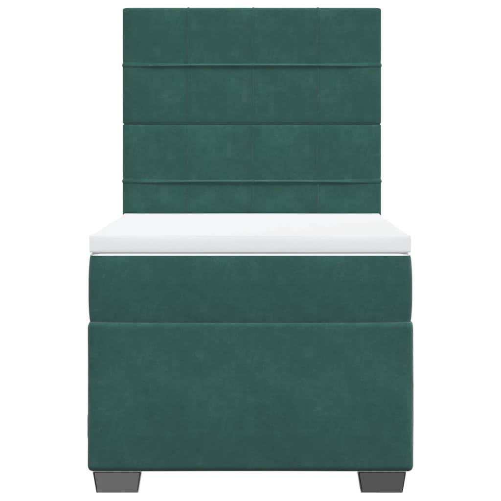 vidaXL Boxspringbett mit Matratze Dunkelgrün 90x190 cm Samt