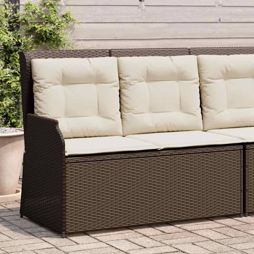 vidaXL Gartenbank Verstellbar mit Kissen Braun Poly Rattan