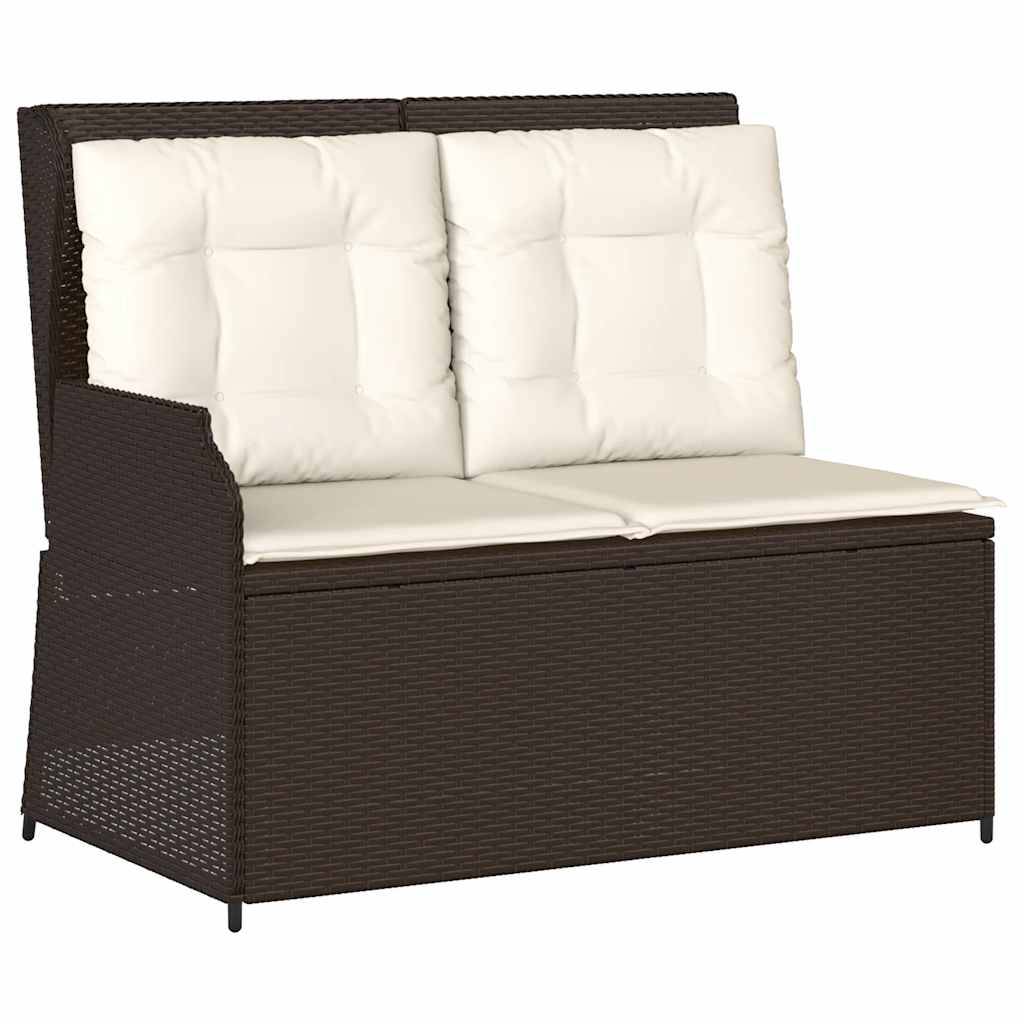 vidaXL Gartenbank Verstellbar mit Kissen Braun Poly Rattan