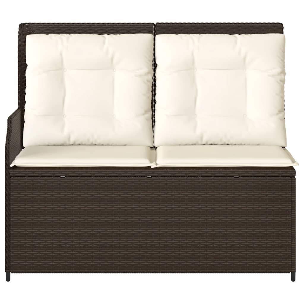 vidaXL Gartenbank Verstellbar mit Kissen Braun Poly Rattan