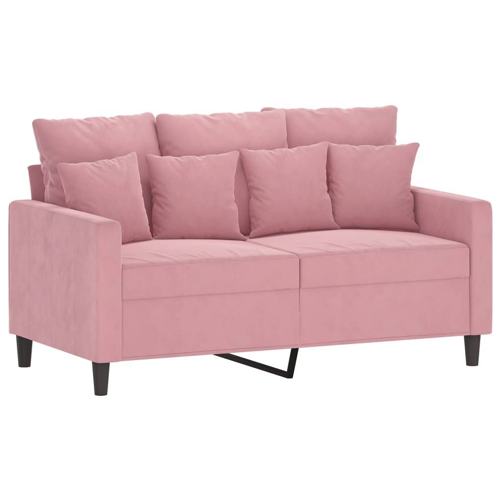 vidaXL 2-tlg. Sofagarnitur mit Kissen Rosa Samt