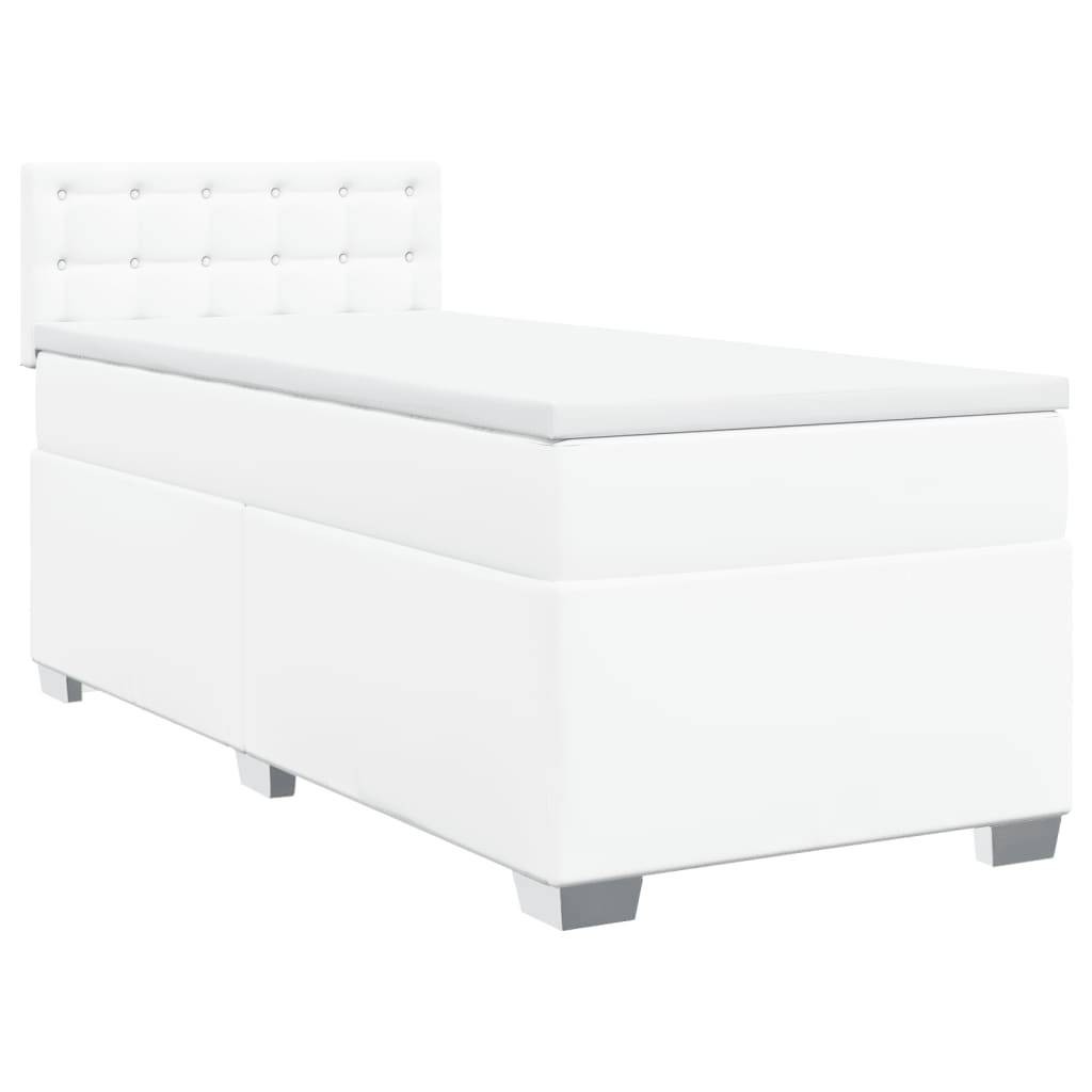 vidaXL Boxspringbett mit Matratze Weiß 100x200 cm Kunstleder