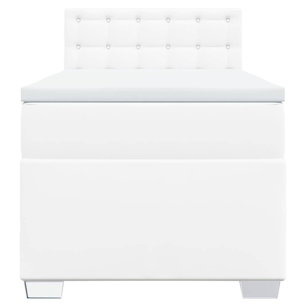 vidaXL Boxspringbett mit Matratze Weiß 100x200 cm Kunstleder