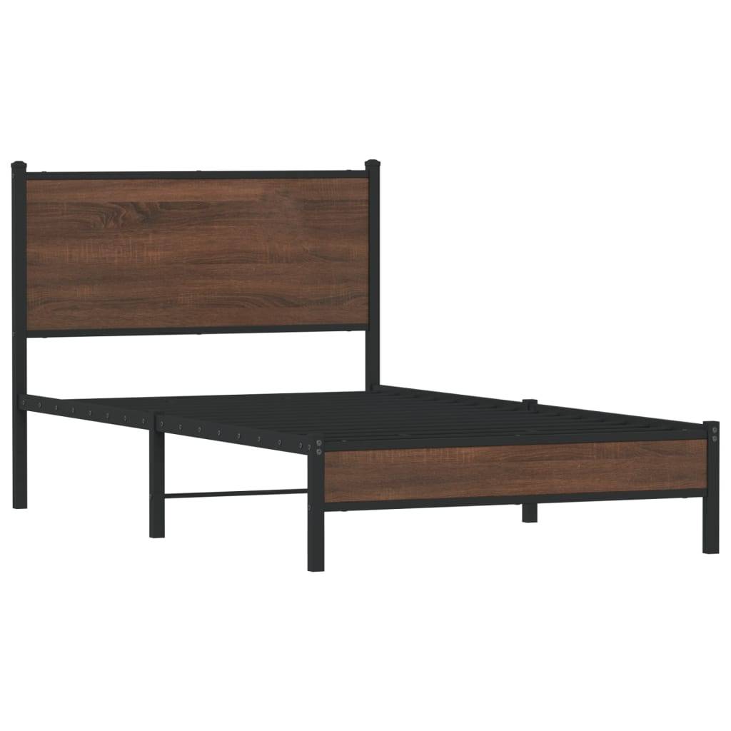 vidaXL Metallbett ohne Matratze Braun Eichen-Optik 100x190 cm