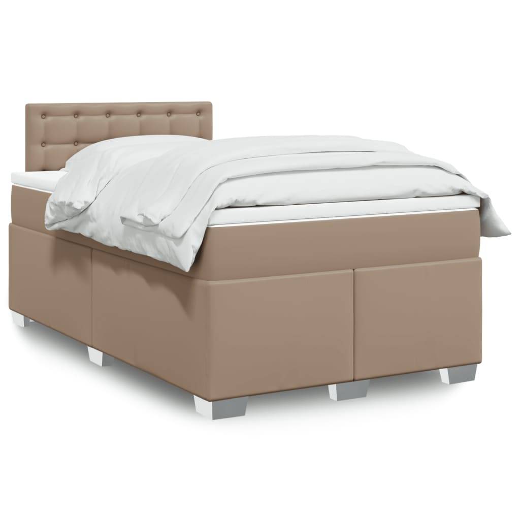 vidaXL Boxspringbett Matratze Cappuccino-Braun 120x190 cm Kunstleder