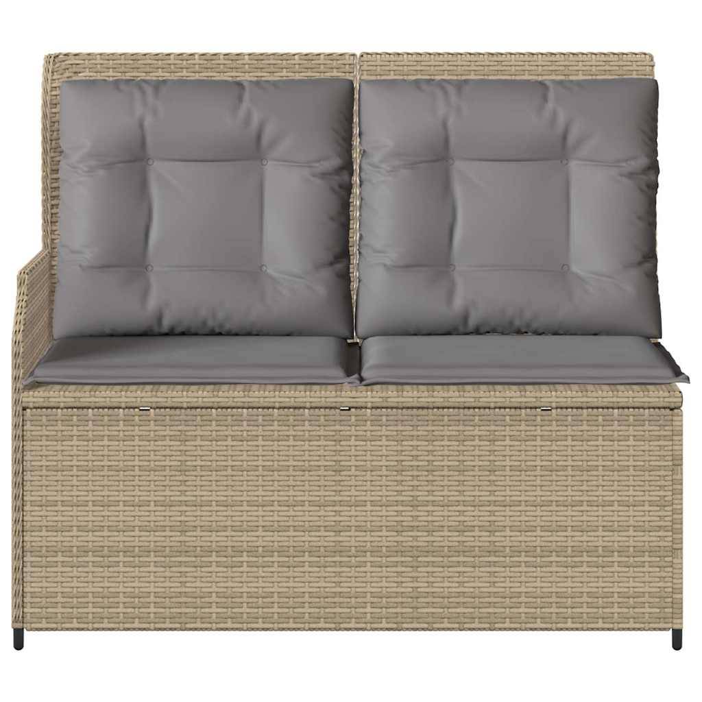 vidaXL Gartenbank Verstellbar mit Kissen Beige Poly Rattan