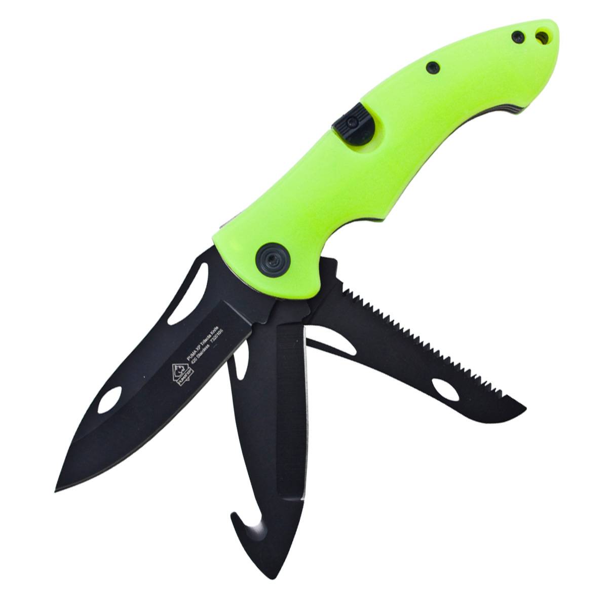 Puma XP Trifecta 3-Klingen Jagdtaschenmesser - Nachleuchtend Grün