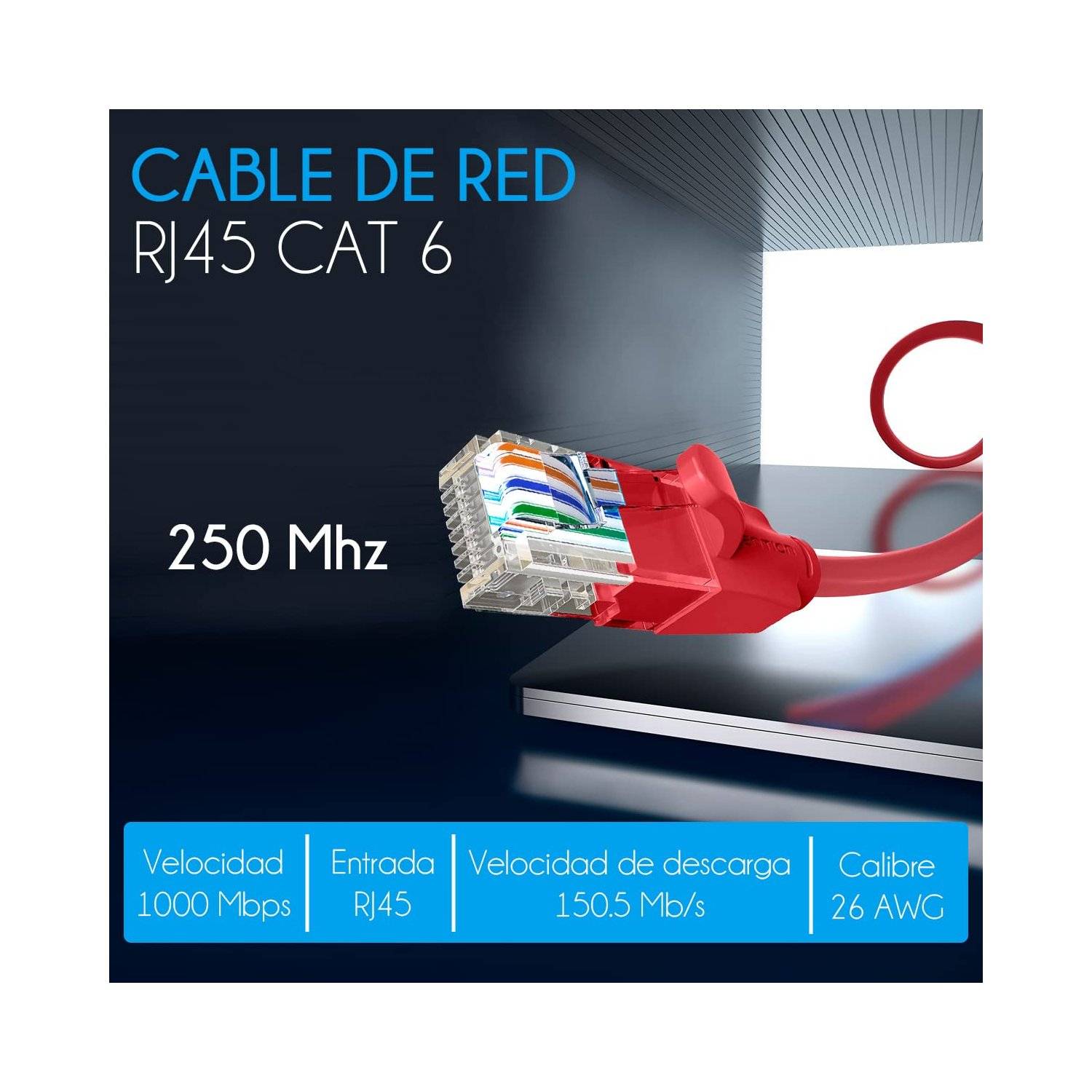 Netzwerkkabel RJ45 LAN-Kabel , UTP, Cat.6a 2 Meter Rot