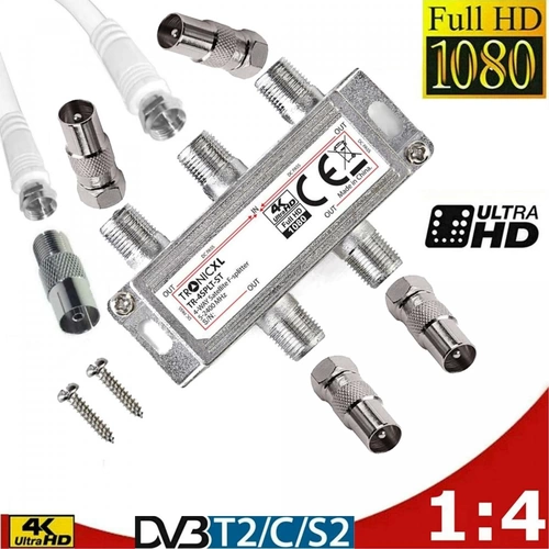 IEC Breitband Kabel Verteiler 4-fach TV Splitter DVB-T Kabelfernsehen DVB-C IEC Breitband Kabel Verteiler 4-fach TV Splitter DVB-T Kabelfernsehen DVB-C
