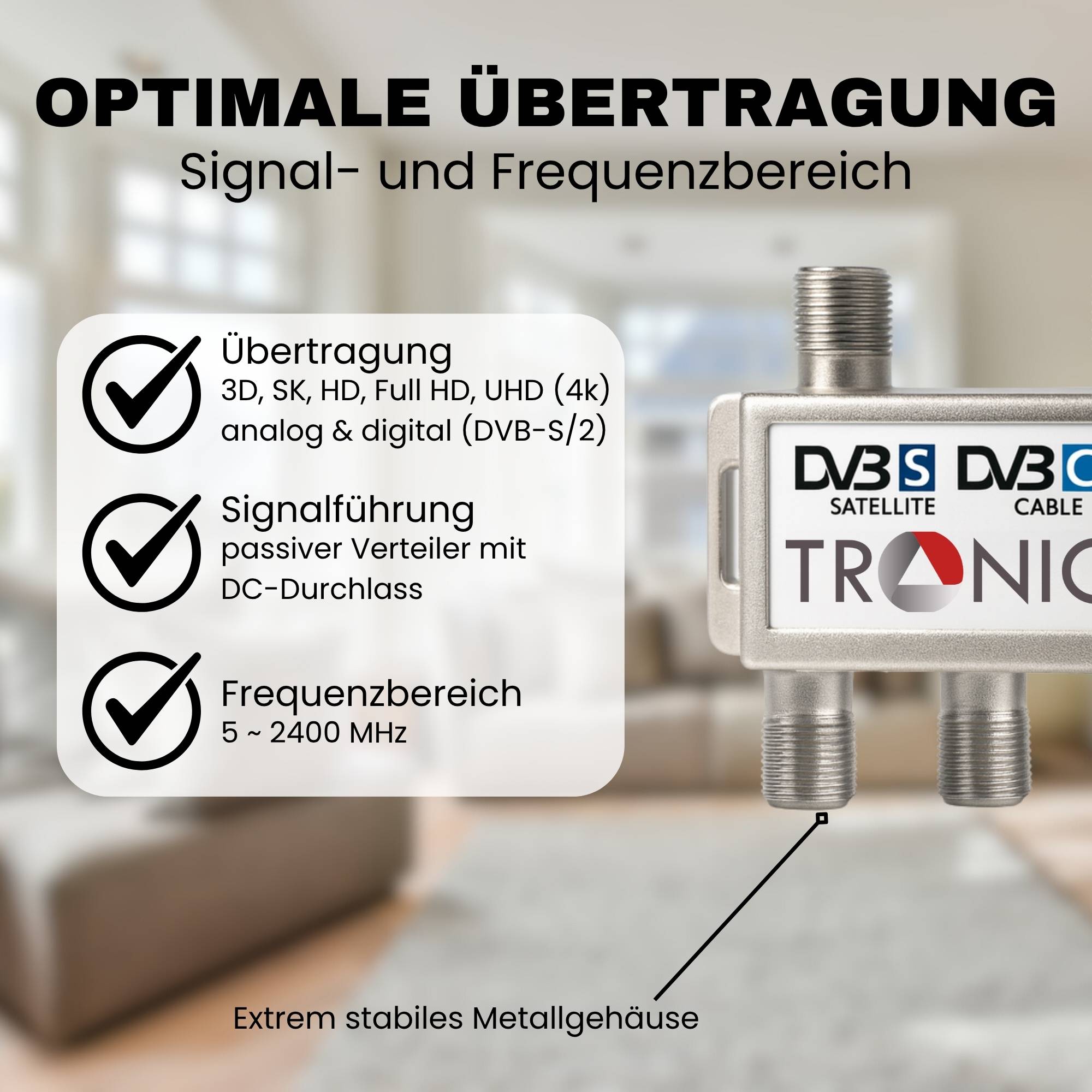 6-fach Antennenverteiler Splitter für Kabelfernsehen / DVB-T2 / Sat Verteiler