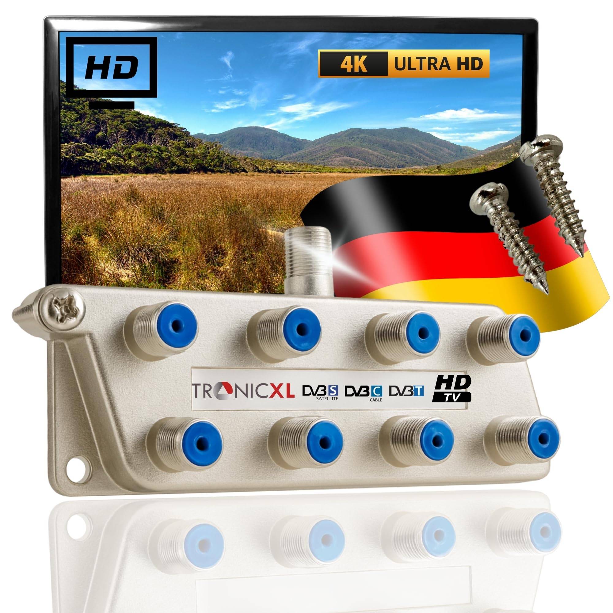 Antennenverteiler 8fach SAT Splitter Kabel-Fernsehen BK F-Stecker CATV Verteiler