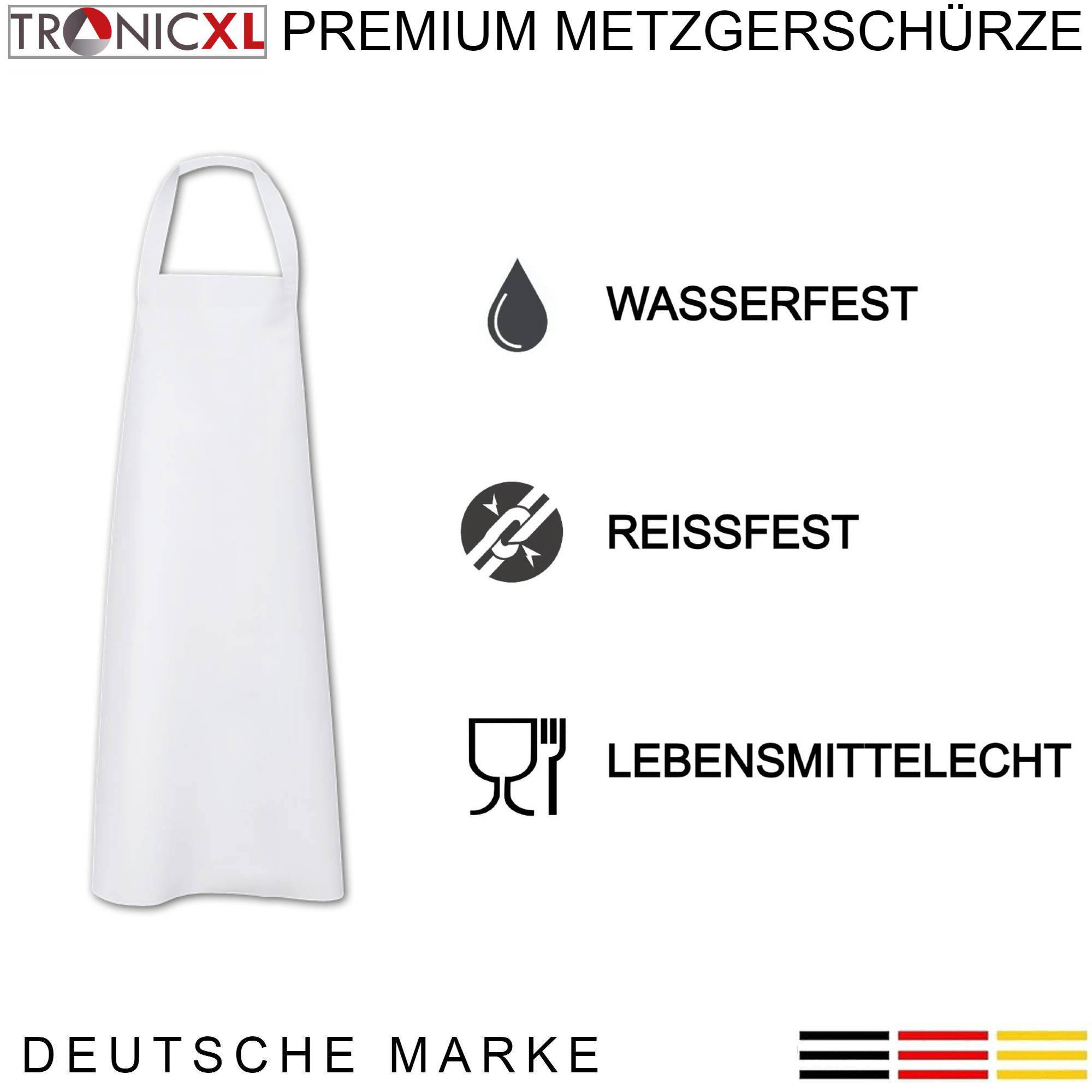 Abwaschbare Labor / Metzger / Schlachter Schürze Kittel waschbar 130cm weiss Metzgerschürze Arbeitskleidung