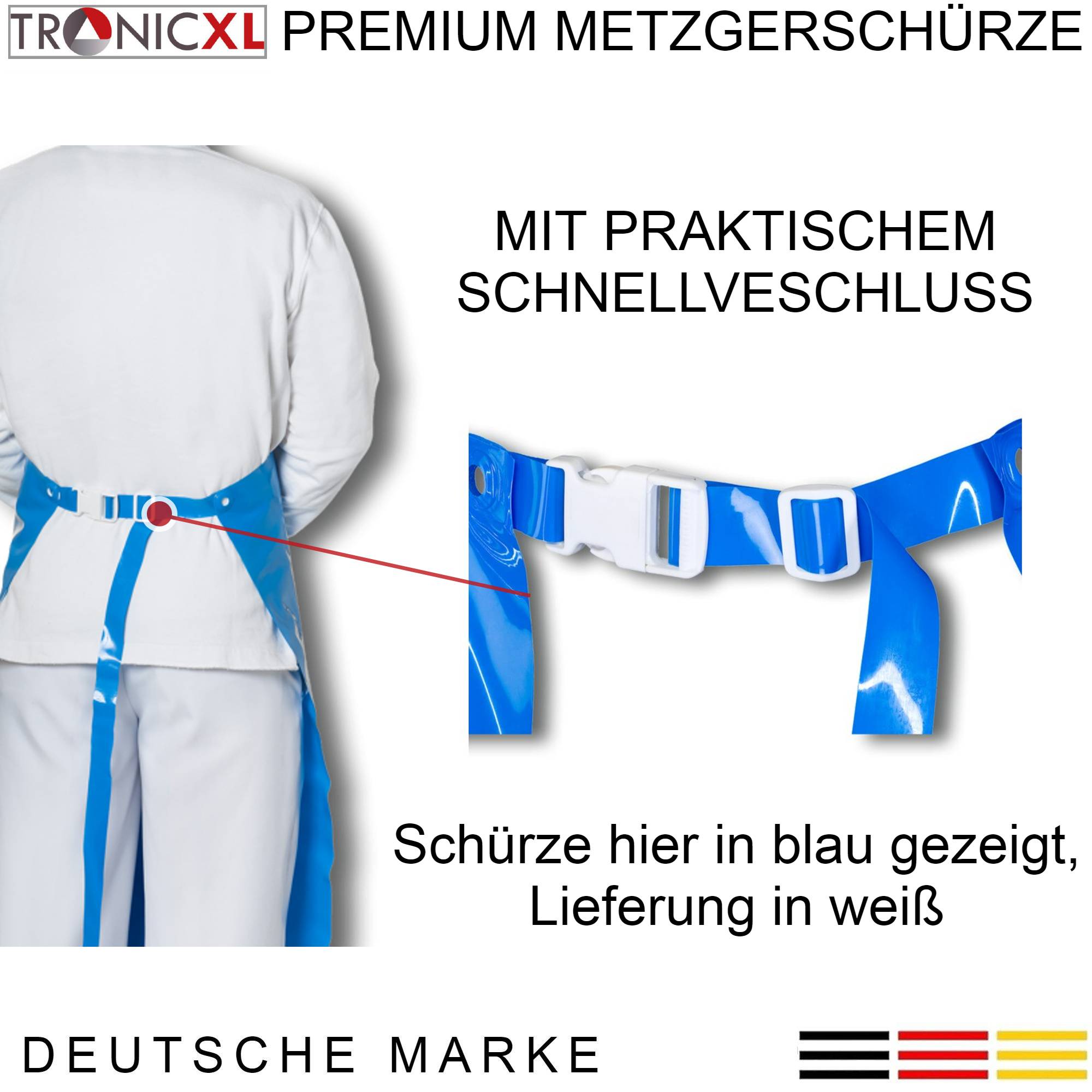 Abwaschbare Labor / Metzger / Schlachter Schürze Kittel waschbar 130cm weiss Metzgerschürze Arbeitskleidung