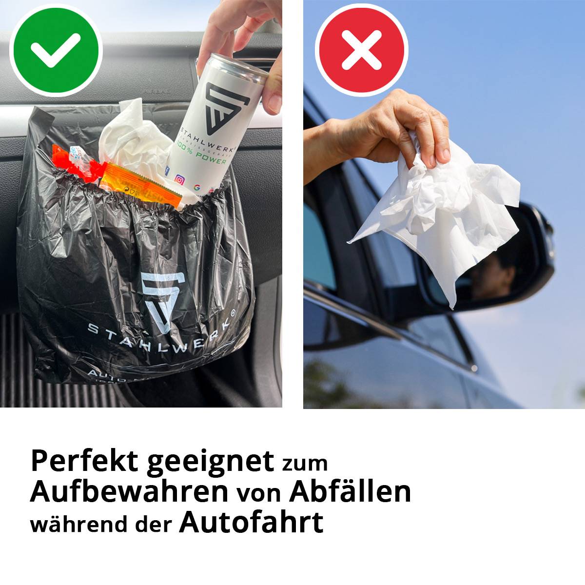 STAHLWERK Automüllbeutel 60 Stück 4,5 Liter 23 x 30 cm extra starke Abfallbeutel