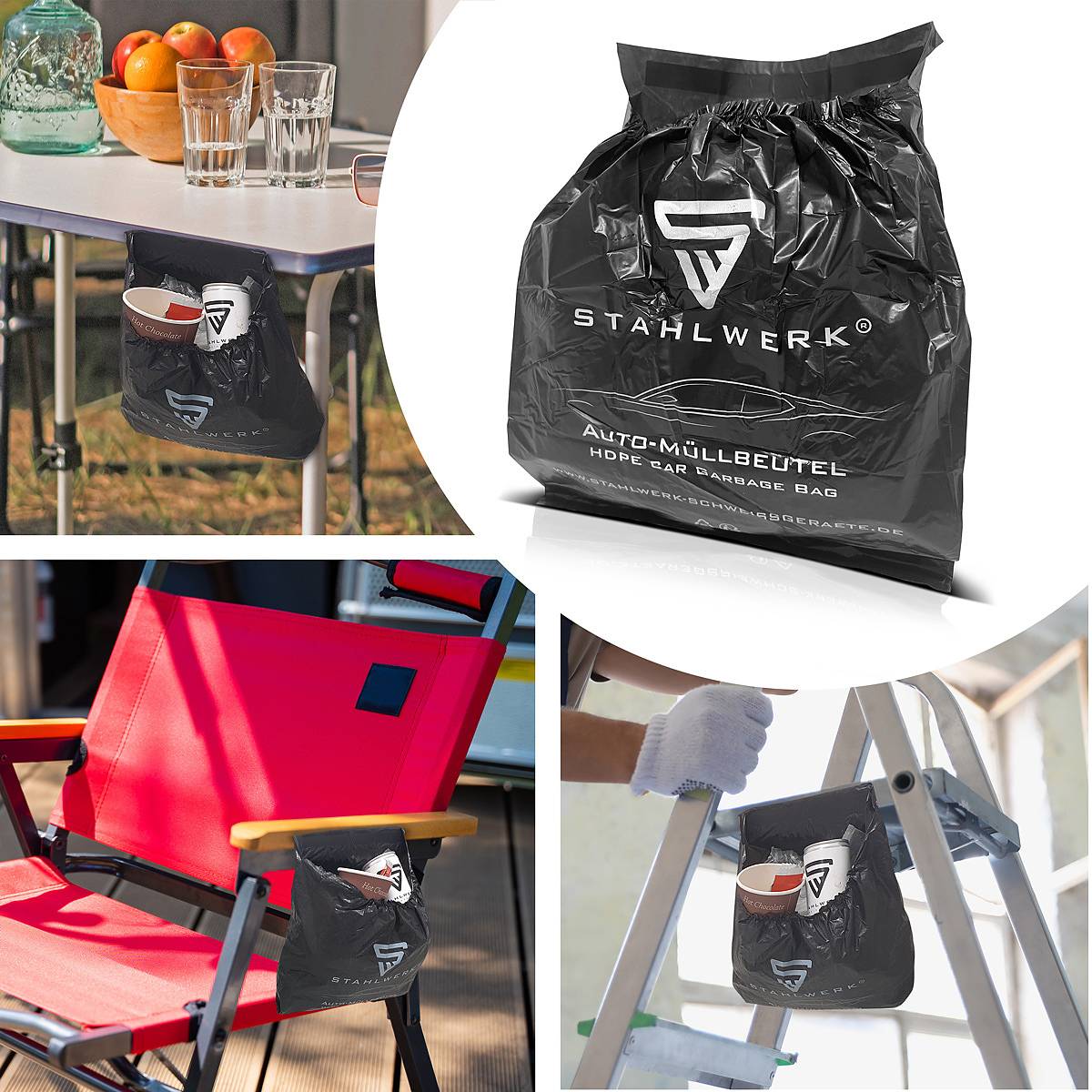 STAHLWERK Automüllbeutel 60 Stück 4,5 Liter 23 x 30 cm extra starke Abfallbeutel