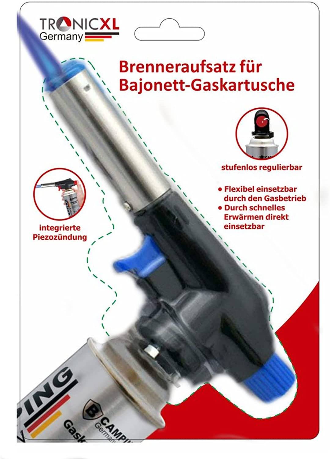 Restposten 12x Aufsatz Lötbrenner für Butan Gas Kartuschen - Löt brenner Gasbrenner Gasanzünder Lötlampe mit Piezozündung Bajonett Anschluss - O