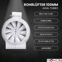 100mm Turboventilator Grow Abluft Lüfter Rohrventilator für Growbox Growzelt 100mm Turboventilator Grow Abluft Lüfter Rohrventilator für Growbox Growzelt