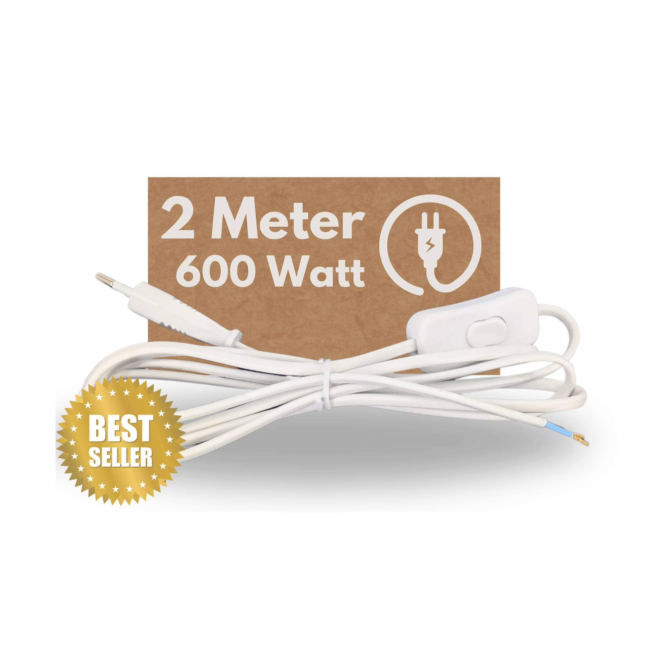 2x Netzkabel Euro H03VVH2-F Stromkabel mit Stecker und Schalter 2m I EIN- Ausschalter Power Cable Cord für Lampen Leuchten Lüfter Klein Elektro Ersa