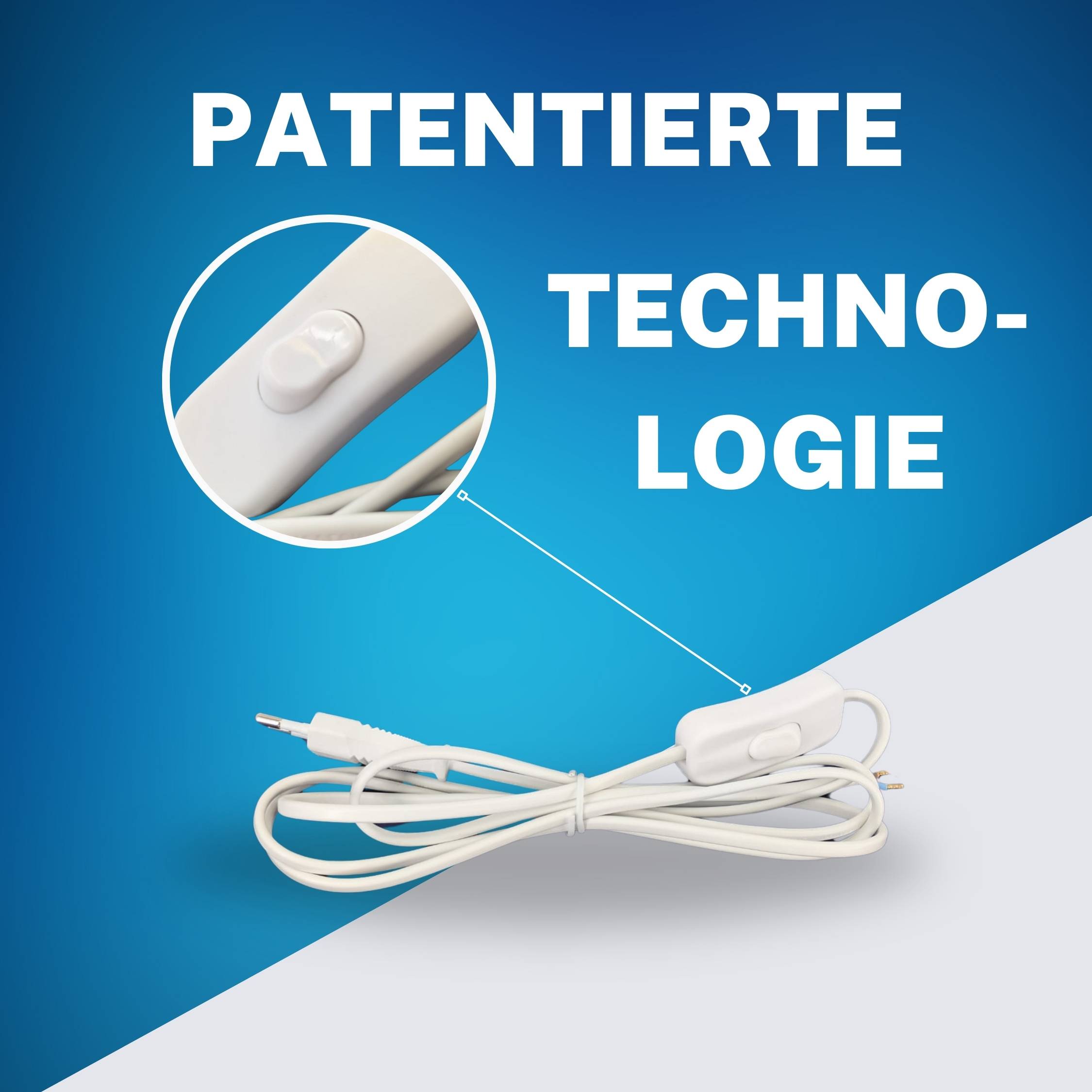 2x Netzkabel Euro H03VVH2-F Stromkabel mit Stecker und Schalter 2m I EIN- Ausschalter Power Cable Cord für Lampen Leuchten Lüfter Klein Elektro Ersa