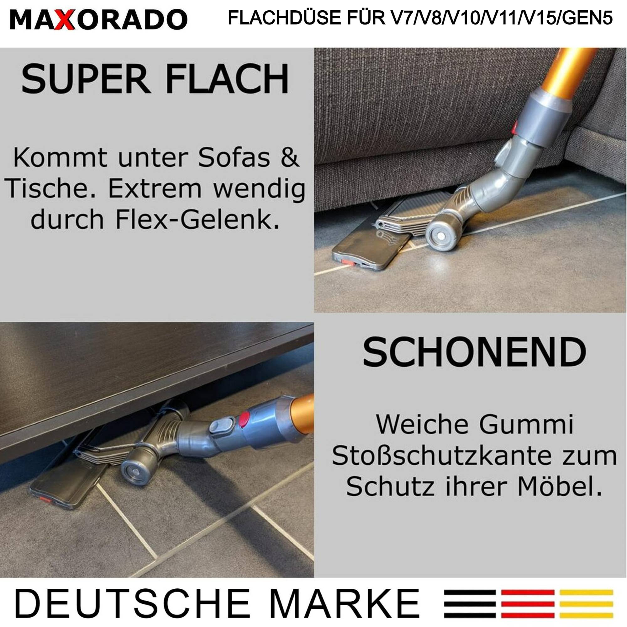 Flache Bodendüse Ersatzteil für Dyson Original V7 V8 V10 V11 V15 Flat Out Head Bürste Düse Staubsauger flach