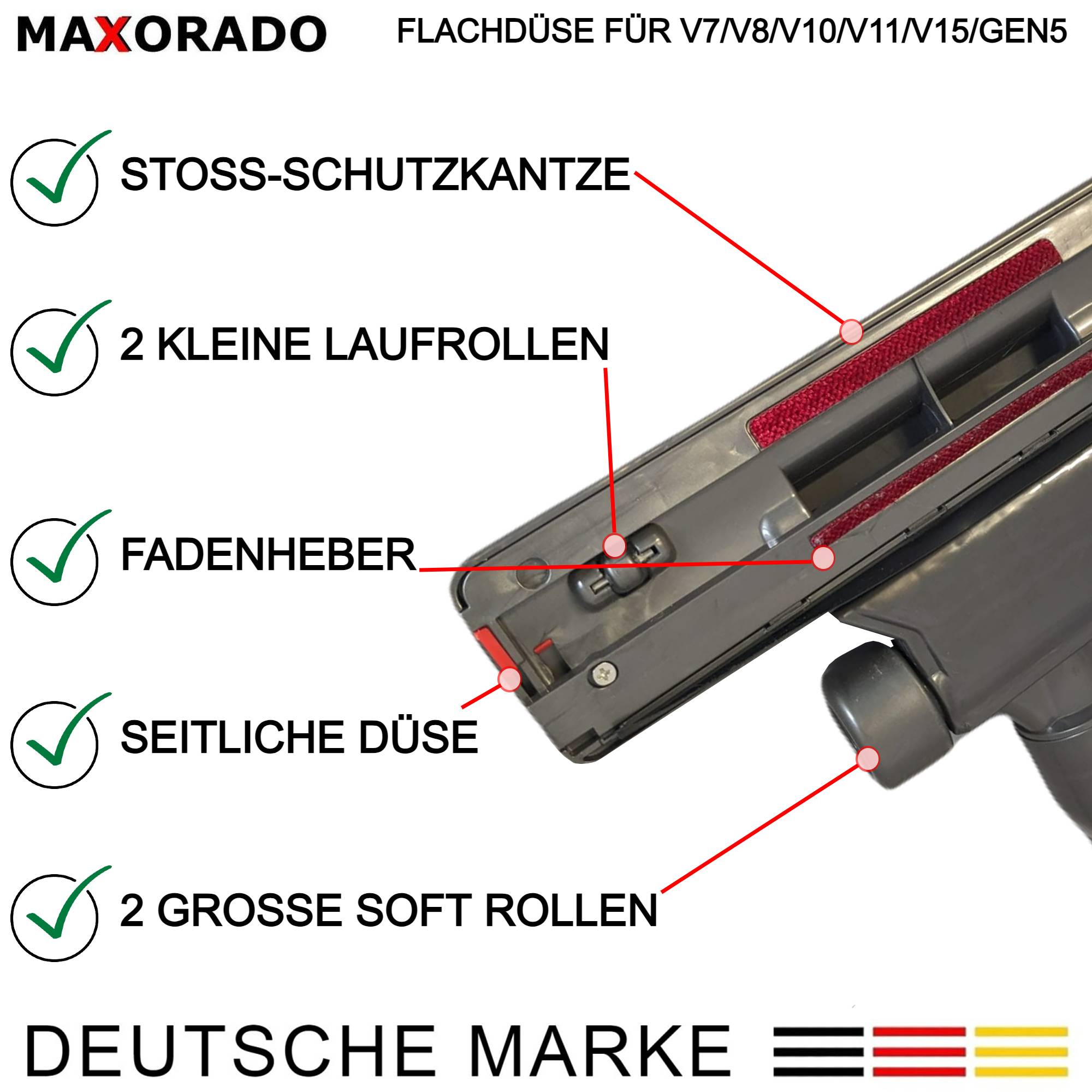 Flache Bodendüse Ersatzteil für Dyson Original V7 V8 V10 V11 V15 Flat Out Head Bürste Düse Staubsauger flach