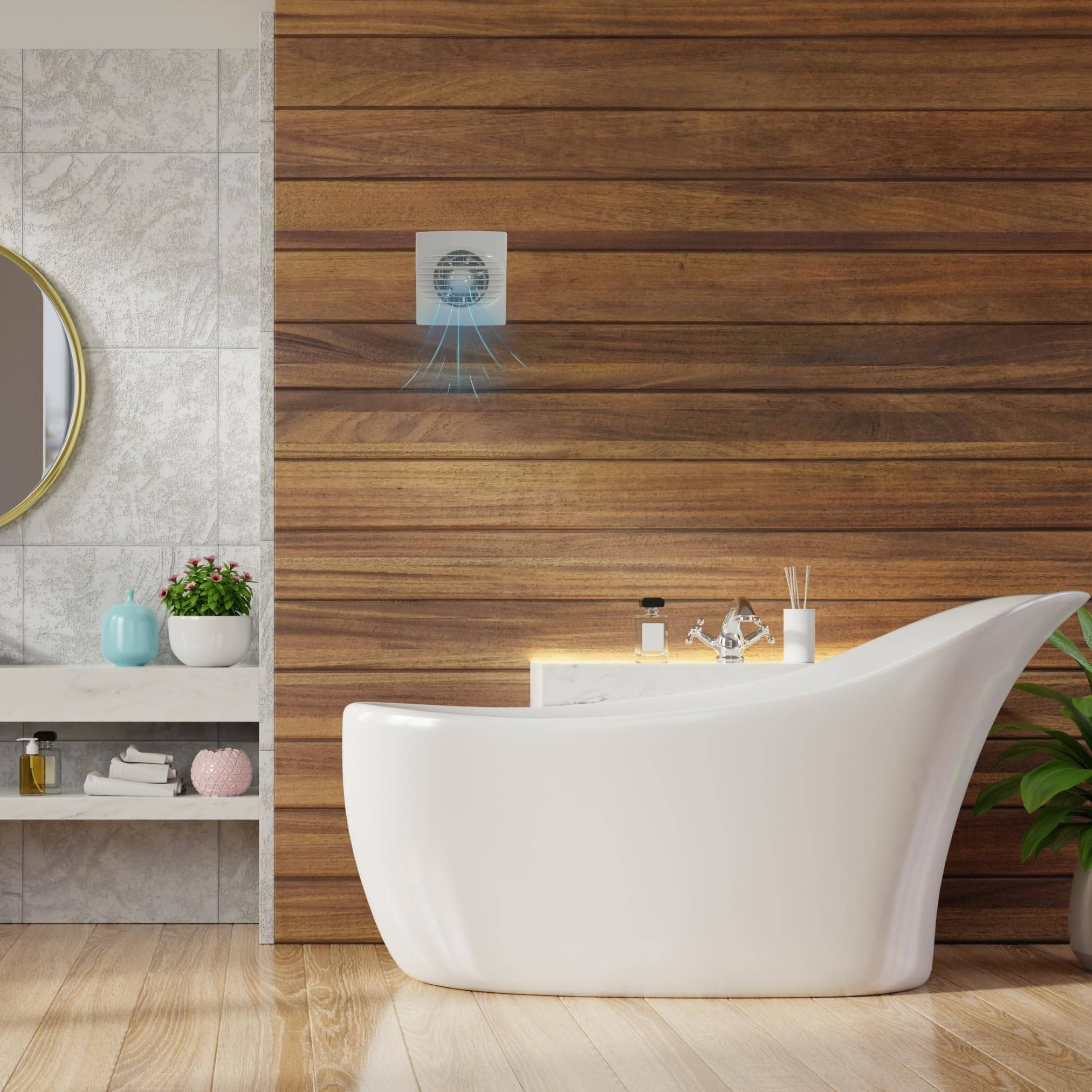 100mm Einbau Badlüfter mit Fliegengitter IPX4 2650 Ventilator Bad Küche WC Toilette Garage Keller Badventilator 230V