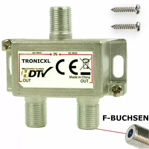 2-fach Sat Splitter DVBC Antennenverteiler Verteiler Weiche Splitter F-Buchse zb für Kabelfernsehen HD-TV 4K 2fach 2-fach Sat Splitter DVBC Antennenverteiler Verteiler Weiche Splitter F-Buchse zb für Kabelfernsehen HD-TV 4K 2fach
