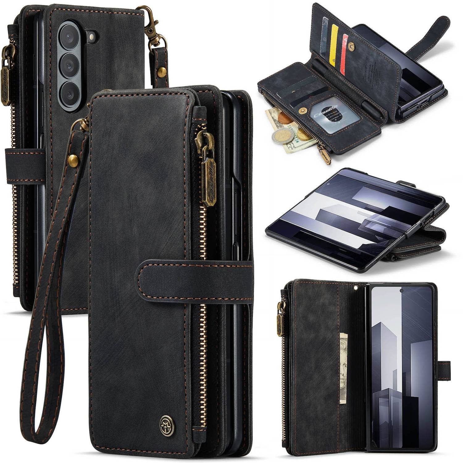 Für Samsung Galaxy Z Fold6 Kunstleder Multifunktion Wallet Tasche Case