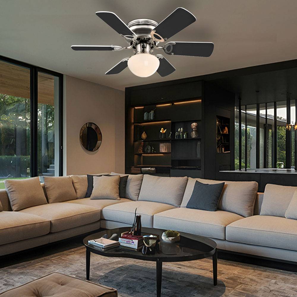 LED Deckenventilator mit Fernbedienung Wohnzimmerlampe dimmbar Vor-Rücklauf Schlafzimmerleuchte, 3 Stufen, wendbare Flügel RGB Farbwechsel, 4,8W 470