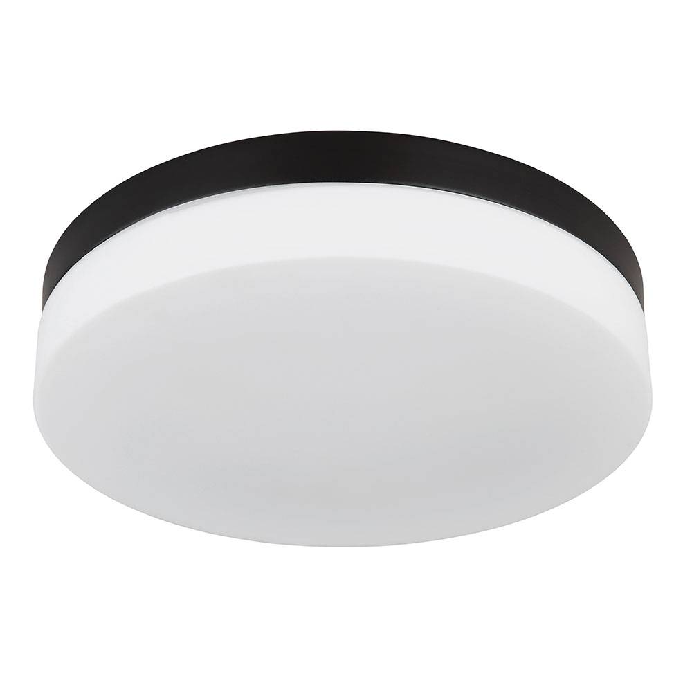 Deckenleuchte Badezimmerlampe Terrassenleuchte Außenleuchte Balkonlampe Wetterfest IP44, Aluminium Glas schwarz, 3x E27 Fassung, DxH 30x6,5 cm