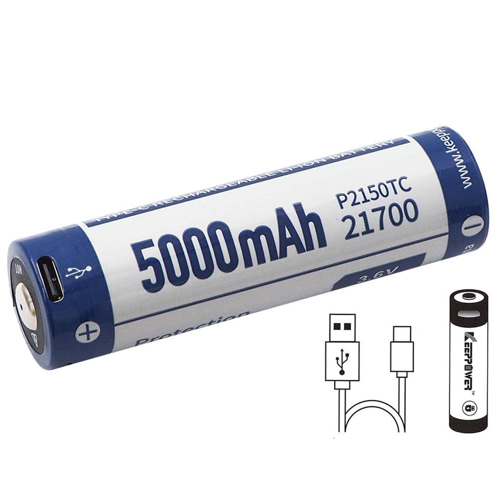 Keeppower 21700 Li-Ion Akku 3,6V 5000mAh mit USB (P2150TC)