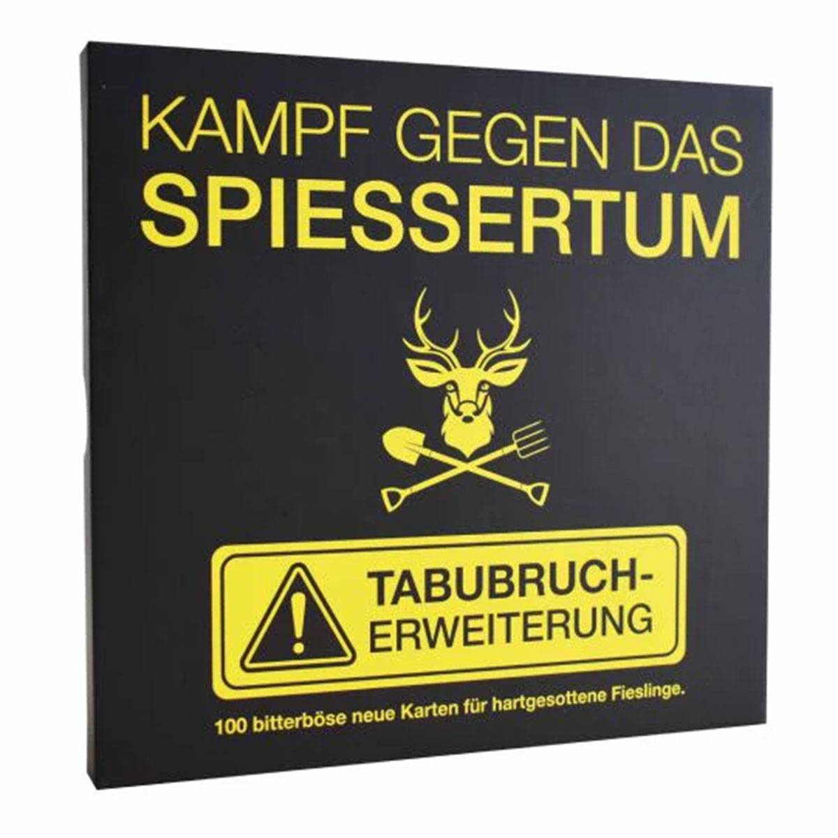 Ein schwarzes Schild mit gelbem Text liest 