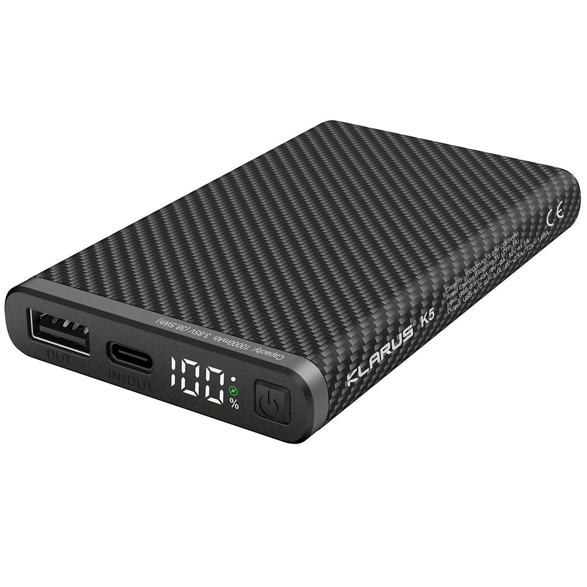 Klarus K5 Carbon Powerbank 10.000mAh - Carbonschwarz